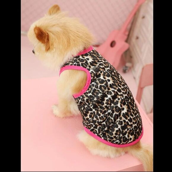 $5 Bundle 🆕 Pink Lined Leopard Print Pet Outfit - Picture 2 of 6
